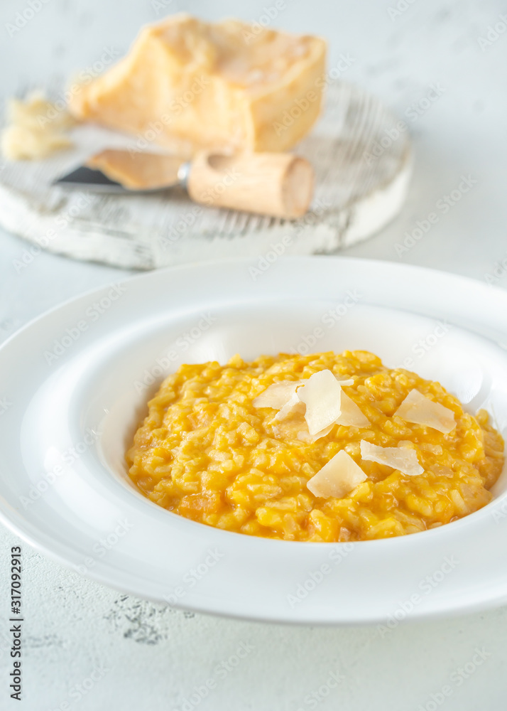 Portion of pumpkin risotto