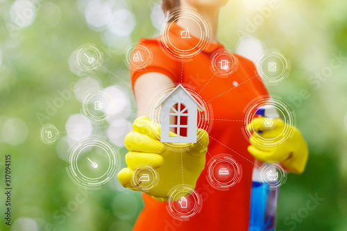 The concept of rendering services house cleaning. photo