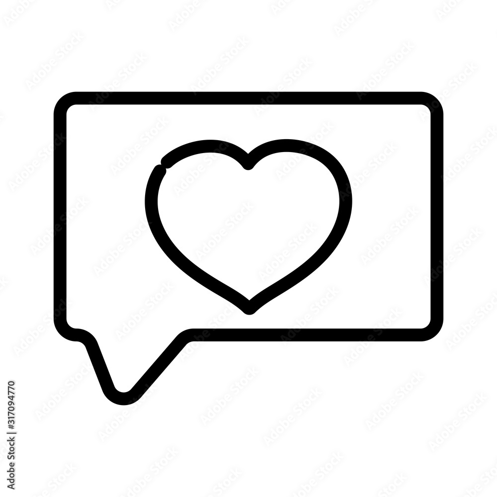 happy valentines day, speech bubble heart love message thick line