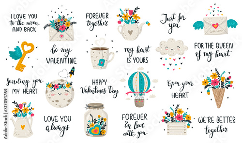 Vector hand drawing collection for Valentine's day.