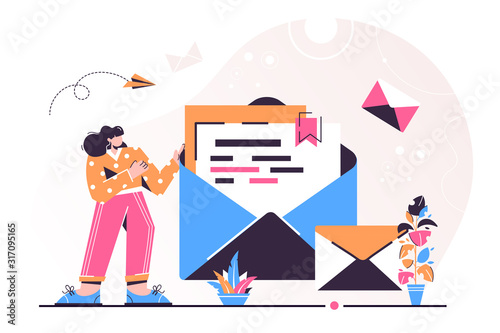 Woman hold mail. chatting, 