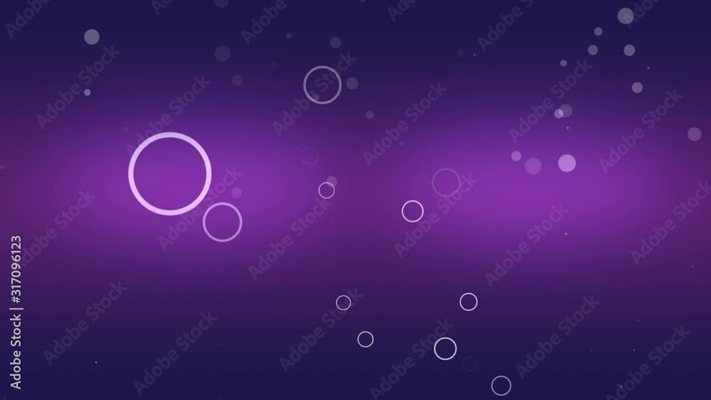 Animation of abstract bubbles on blue background floating in random motion.
