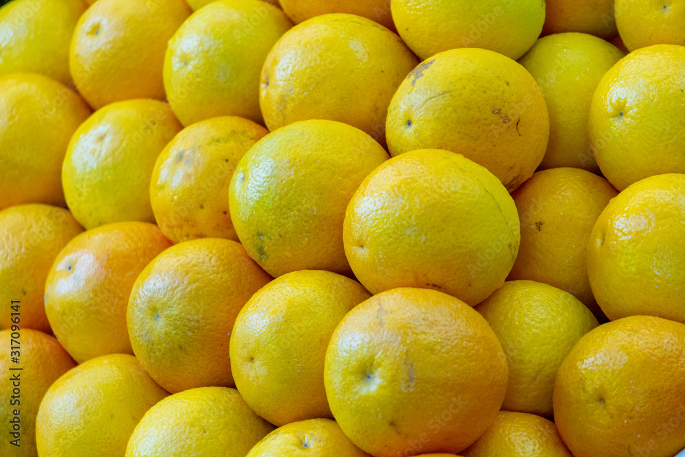 Macro photo citrus fruit lemons. Stock photo yellow lemon fruits