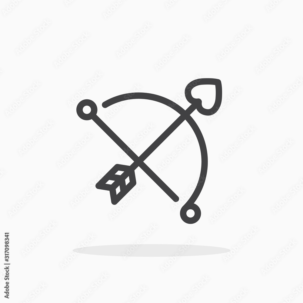 Cupid bow and arrow icon in line style. Editable stroke. Cupid bow and arrow icon in line style. Editable stroke.