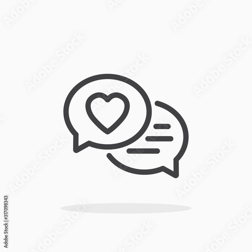 Love chat icon in line style. Editable stroke.