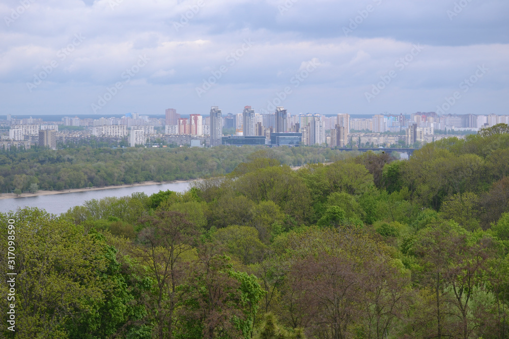 View of the Dnieper River from above. Kiev observation deck