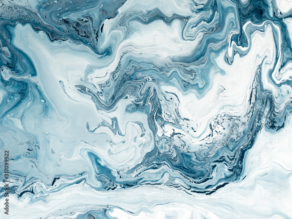 Obraz premium Blue creative abstract hand painted background, marble texture
