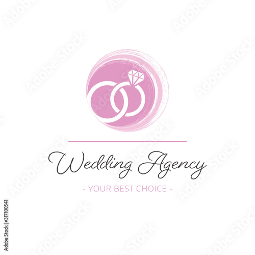 Creative vector wedding agency logo template with rings