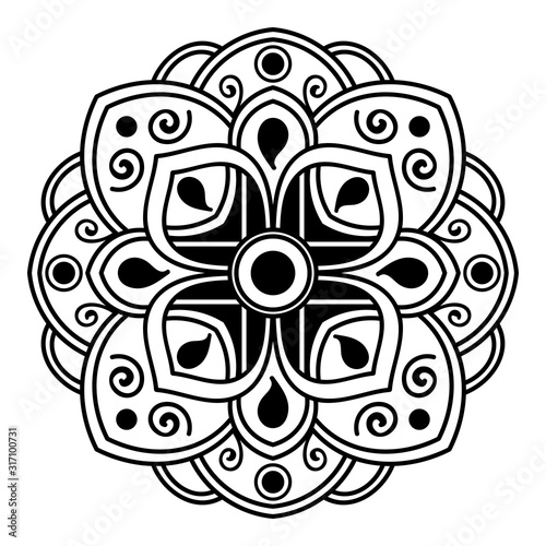 Abstract Vector Mandala for coloring page