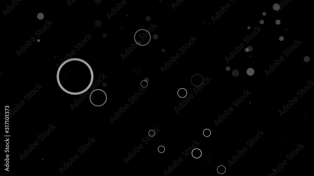 Animation of abstract bubbles on blue background floating in random motion.