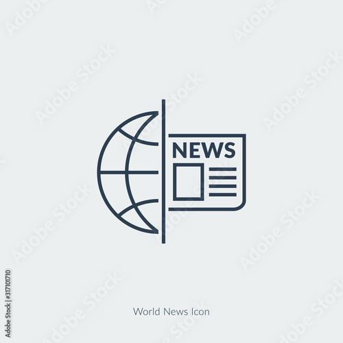 Vector Single Linear Icon of World News