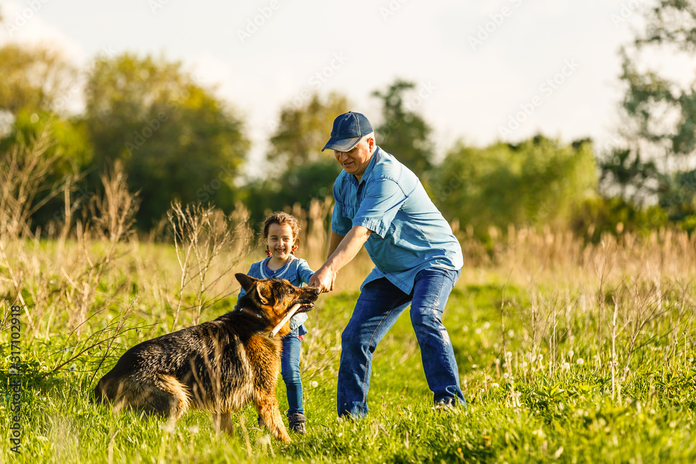 Portrait of a old man with a german shepherd Portrait of a old man with a german shepherd