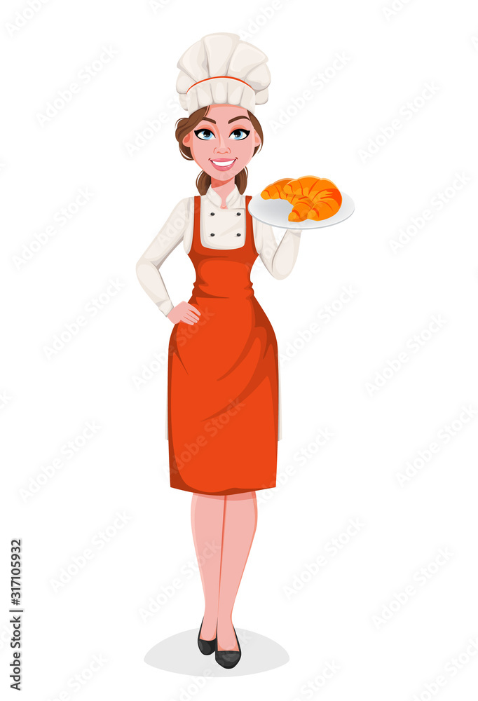 Beautiful young chef woman. Pretty cook lady Beautiful young chef woman. Pretty cook lady