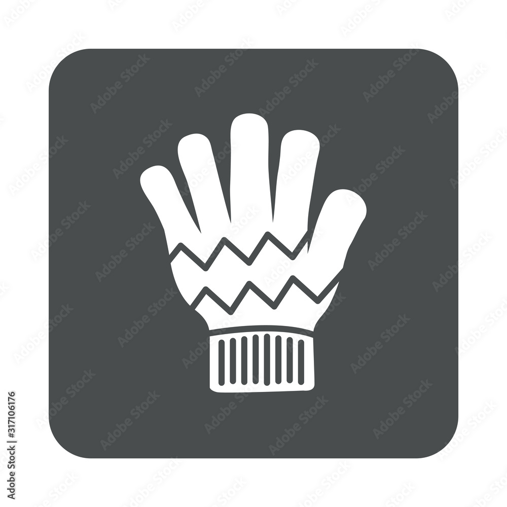 Obraz premium Icono plano guante de lana en cuadrado color gris