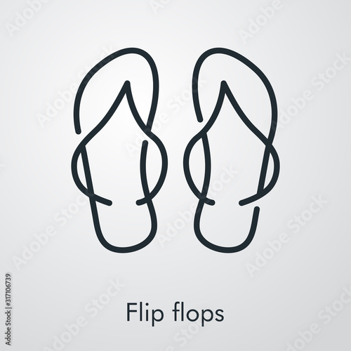 Icono plano lineal chanclas en fondo gris