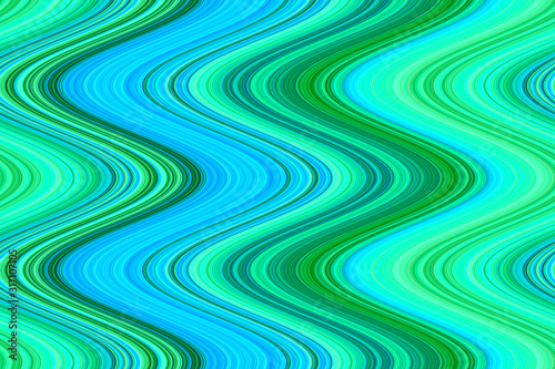 Wavy vertical stripe pattern in shades of blue and green. Abstract digital data background. 