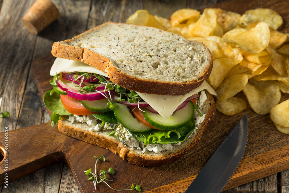Healthy Organic Veggie Garden Sandwich