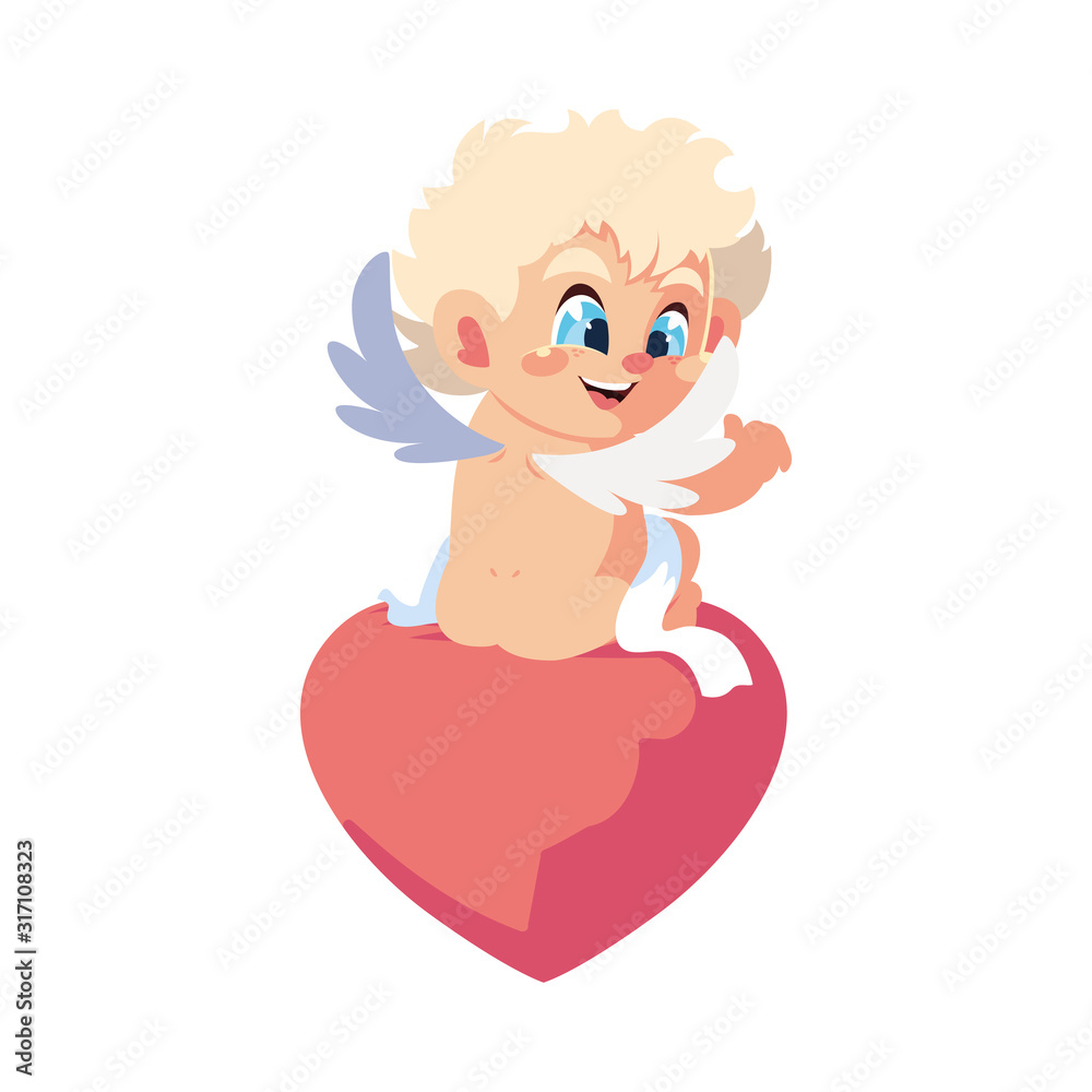 cute cupid angel on white background , valentines day cute cupid angel on white background , valentines day