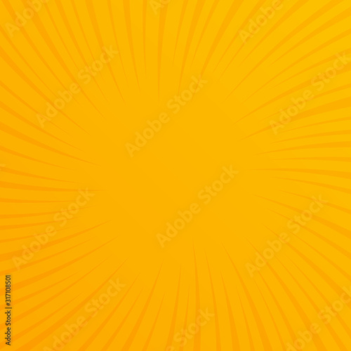 Comics yellow retro background with rays. Summer backdrop. Vector illustration in retro pop art style for comics book, poster, advertising design