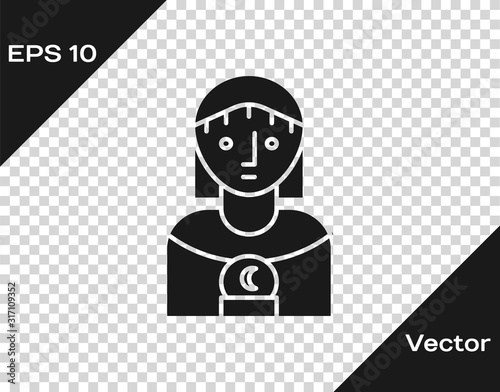 Grey Astrology woman icon isolated on transparent background. Vector Illustration