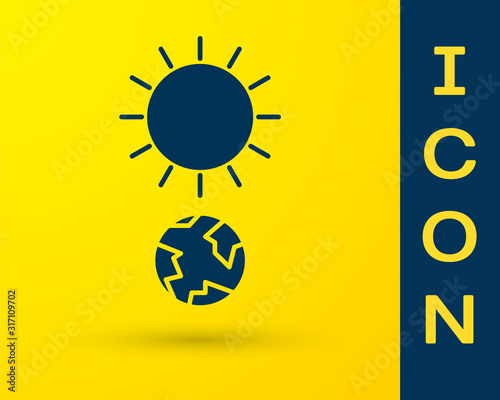 Blue Solstice icon isolated on yellow background. Vector Illustration