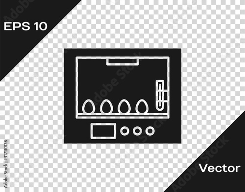 Grey Incubator for eggs icon isolated on transparent background. Vector Illustration