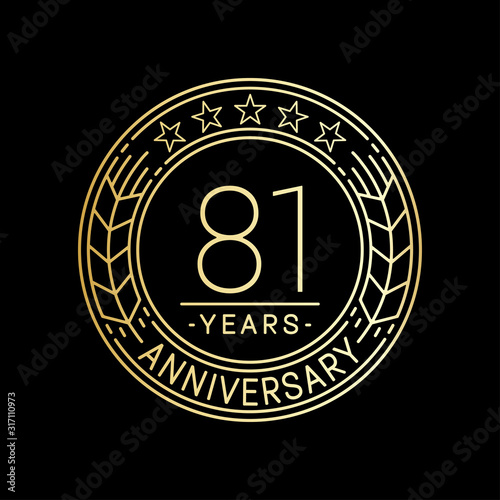 81 years anniversary logo template. 81st line art vector and illustration.