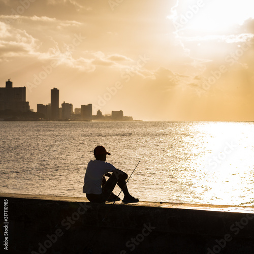 Canvas Print Local boy fishing