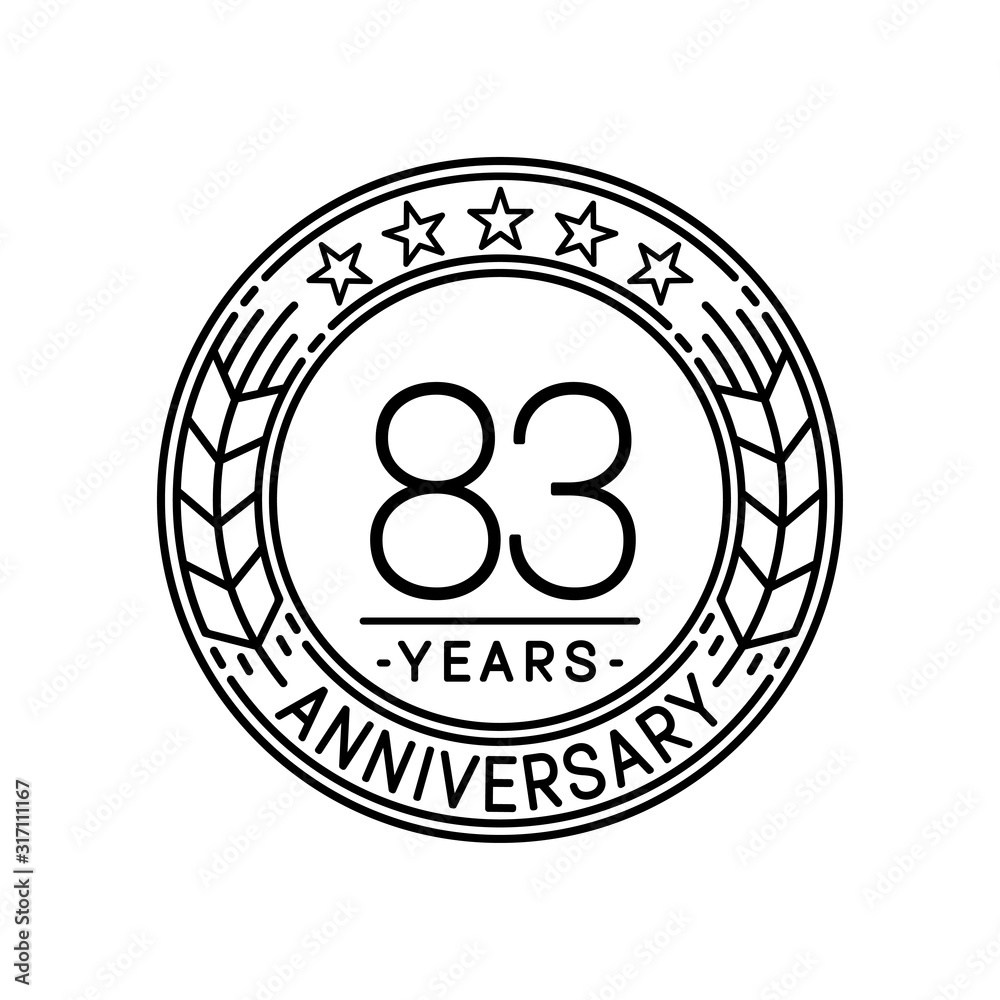 83 years anniversary logo template. 83rd line art vector and illustration. 83 years anniversary logo template. 83rd line art vector and illustration.
