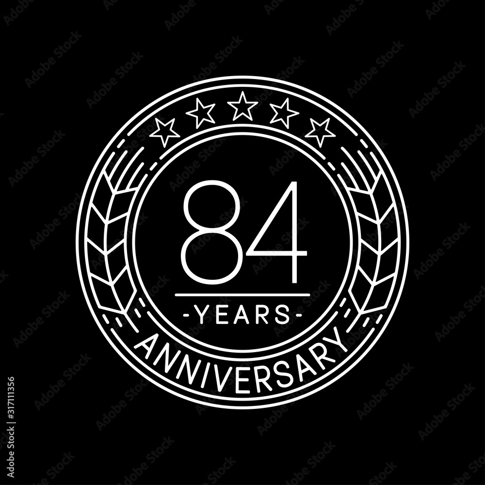 84 years anniversary logo template. 84th line art vector and illustration. 84 years anniversary logo template. 84th line art vector and illustration.