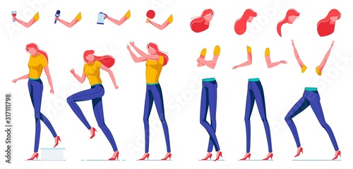Slim Woman with Red Hair, Body Parts Creation.