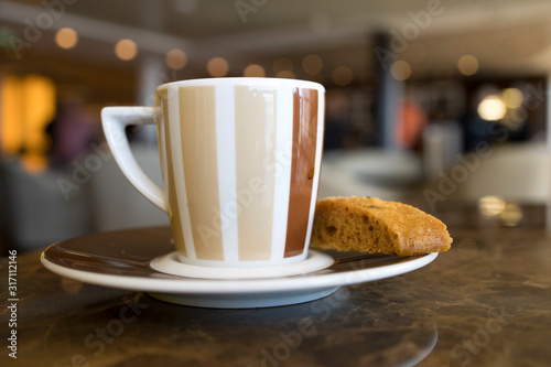 A cup of Coffee in a Cafe