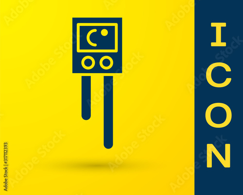 Blue Temperature and humidity sensor icon isolated on yellow background. Vector Illustration