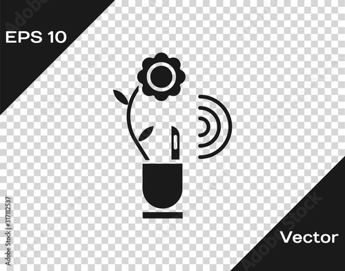 Grey Smart farming technology - farm automation system in app icon isolated on transparent background. Vector Illustration