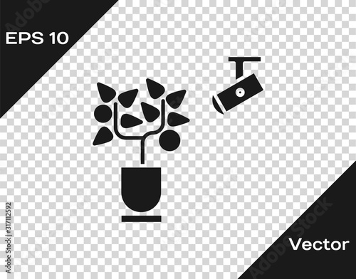 Grey Smart farming technology - farm automation system in app icon isolated on transparent background. Vector Illustration