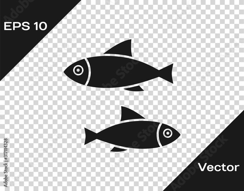 Grey Fish icon isolated on transparent background. Vector Illustration