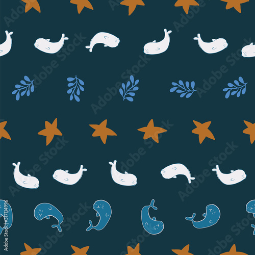 seal ocean seamless pattern design
