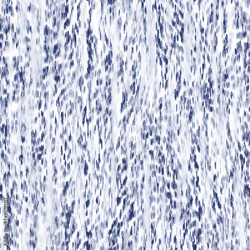 Indigo cyanotype dyed effect distressed worn bleached graphical motif. Noisy brushed faded mottled, intricate grungy stained navy design. Seamless repeat vector eps 10 pattern swatch.