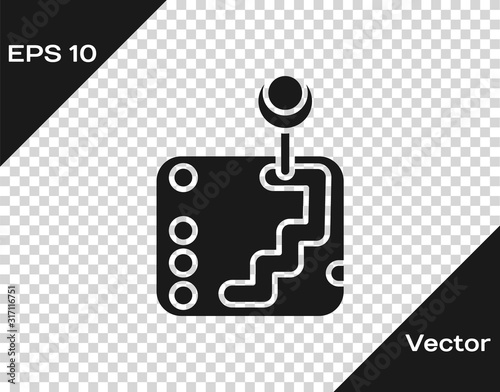 Grey Gear shifter icon isolated on transparent background. Transmission icon. Vector Illustration