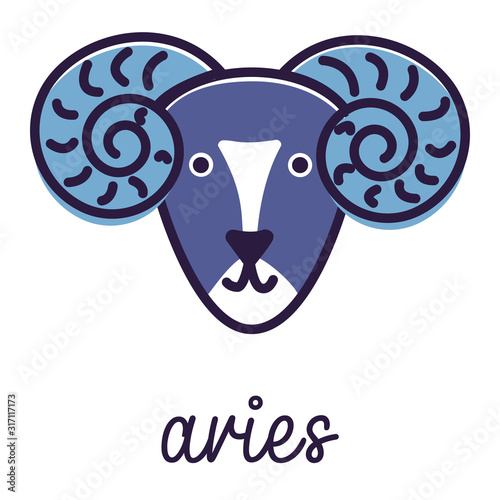 Zodiac sign: aries, simple flat vector illustration, outline icon