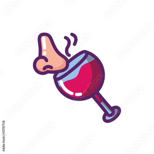 Isolated wine cup and nose vector design