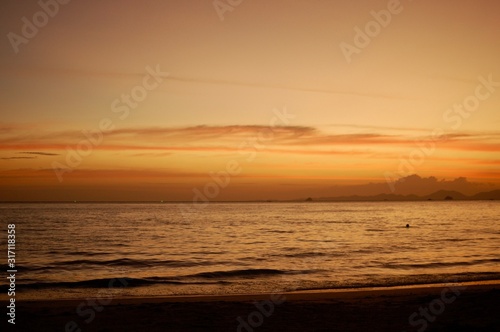 sunset in thailand krabi sea beach