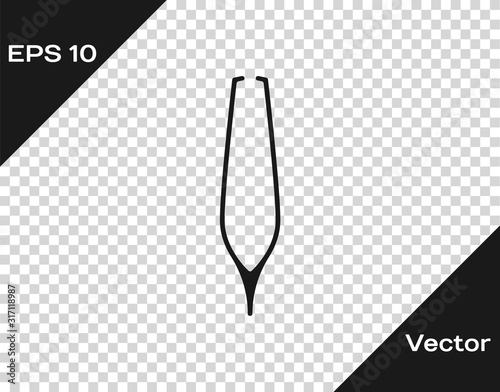 Grey Eyebrow tweezers icon isolated on transparent background. Cosmetic tweezers for ingrown hair. Vector Illustration