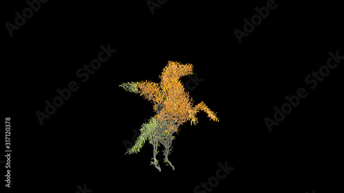 Growing Tree in a shape of Pegasus. Mythical winged divine horse. Eco Concept. 3D rendering.