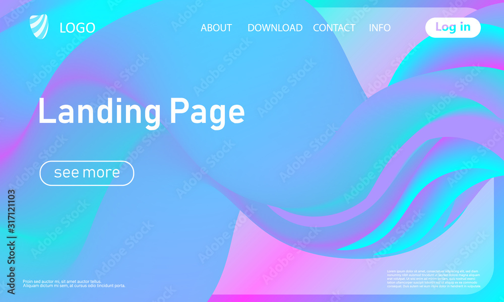 Landing page. Flow shape. Fluid background. Vector Landing page. Flow shape. Fluid background. Vector