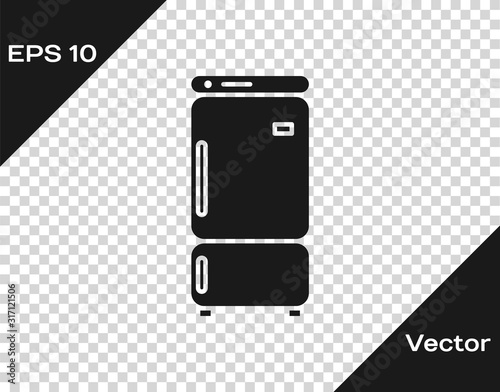 Grey Refrigerator icon isolated on transparent background. Fridge freezer refrigerator. Household tech and appliances. Vector Illustration