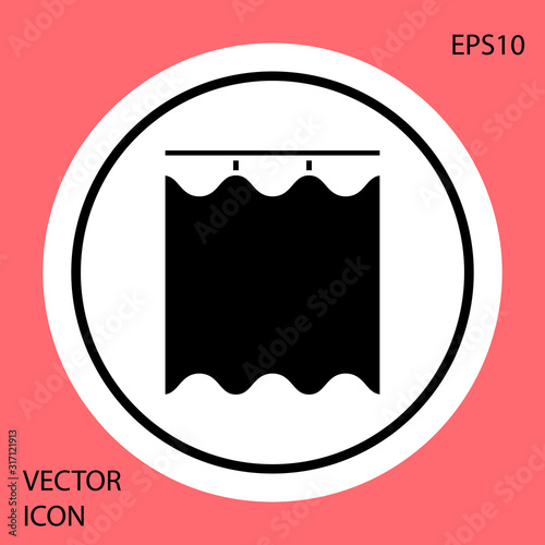 Black Curtains icon isolated on red background. White circle button. Vector Illustration