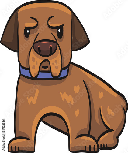 funny drawing cartoon dog at the white background