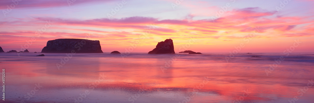 Bandon Beach At Sunset, Oregon