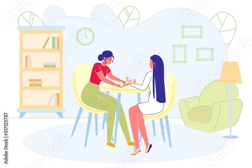 Woman Nail Master Working at Home with Client